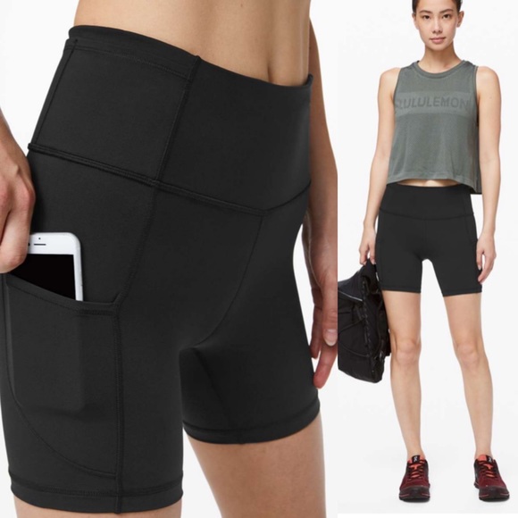 Lululemon Fast and Free Shorts Black 6" High Rise Size 12 Nulux 2020 W7AU6S